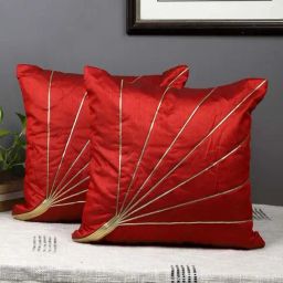 MFD HOME Furnishing Red Polyester Cushion Cover - Set of 2-image-99