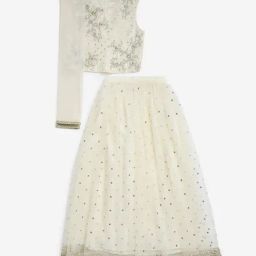 Utsa Kids by Westside Off-White Choli, Ghagra and Dupatta Set-picture-22