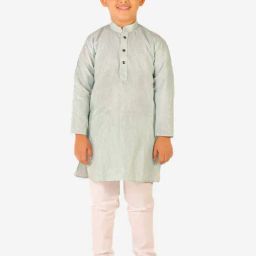 Pro-Ethic Style Developer Kids Light Green & White Striped Full Sleeves Kurta with Pyjamas-image-85