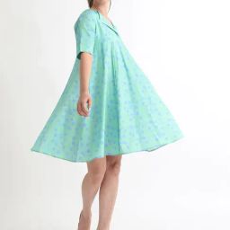 RAREISM Green Cotton Printed Short Sleeves Dress-picture-48