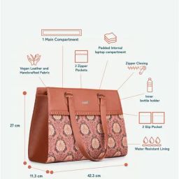 ZOUK Jodhpur Damask Printed Tote Handbag image 4