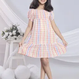 Misbis Girls Multi dark Comfort Fit Check Dress-image-93