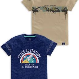 Codez Kids Blue & Beige Printed T-Shirt (Pack Of 2)-image-33