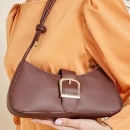 Styli Brown Solid Shoulder Handbag-14