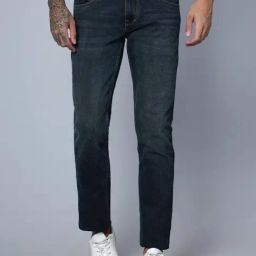 Cantabil Blue Cotton Regular Fit Jeans-image-1
