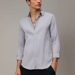 Campus Sutra Grey Regular Fit Striped Shirt-picture-46