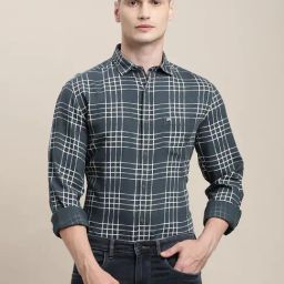 Turtle Grey Slim Fit Printed Shirt-image-5