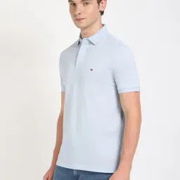 TOMMY HILFIGER Blue Solid Regular Fit Cotton Polo T-Shirt-picture-41