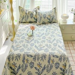 JC HOME Green & Blue Floral Pure Cotton 230TC King Bedsheet Set 2.50 m x 2.45 m-6