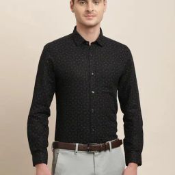 Turtle Black Cotton Slim Fit Printed Shirt-image-30