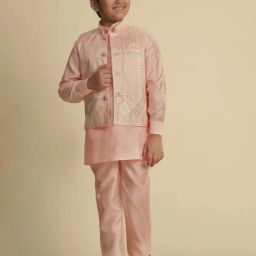 Pro-Ethic Style Developer Boys Peach Sequence Full Sleeves Kurta Sets image 3