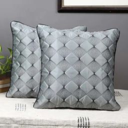 MFD HOME Furnishing Silver Satin Cushion Cover - Set of 2-image-41