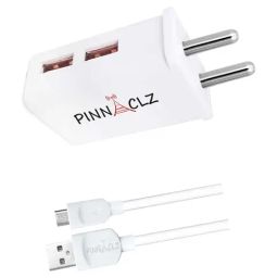 Pinnaclz 2.4Amp Dual USB Output Wall Charger with Micro USB Cable (PNZ WC-4, White)-11