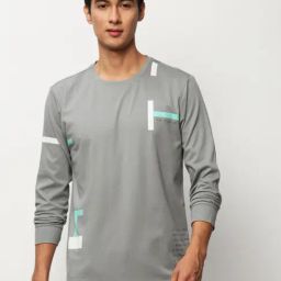 SHOWOFF Grey Slim Fit Printed Sweatshirt-image-93