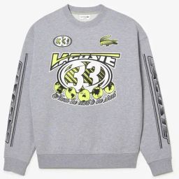 Lacoste Grey Cotton Loose Fit Printed Sweatshirt-image-8