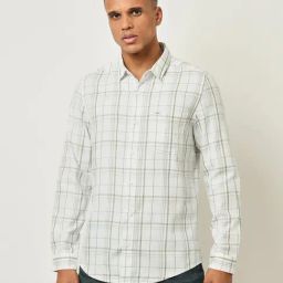 Lee White Cotton Slim Fit Checks Shirt-image-8