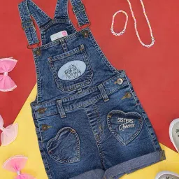 Pantaloons Junior Blue Cotton Printed Dungaree-picture-30