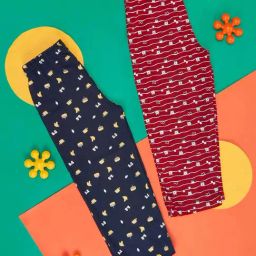 YU by Pantaloons Kids Maroon & Navy Cotton Printed Pajamas (Pack of 2)-image-65