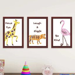 Art Street Brown Have Fun Animals Wall Art Prints - Set of 3-33