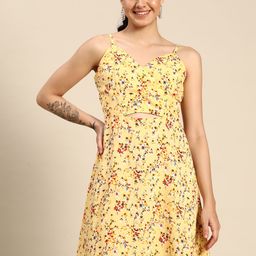 DODO & MOA Floral Print Satin Dress-image-64