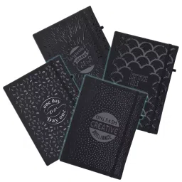Youva Black Pearl Case Bound Note Book A5 240 Pages Black 24158, (Pack of 4)-19
