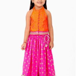 TWISHA Kids Orange & Pink Printed Top Set-image-4