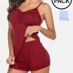FIMS: Fashion is my Style Maroon & Blue Lace Work Babydoll Set-picture-29