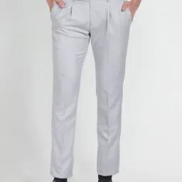 Arrow Grey Regular Fit Self Pattern Trousers-picture-21