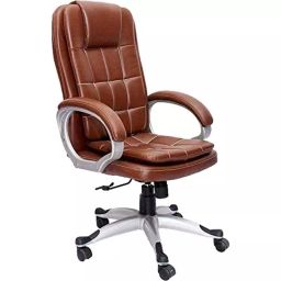 Stolica Leatherette Brown High Back Double Cushion Executive Chair, KI747-13