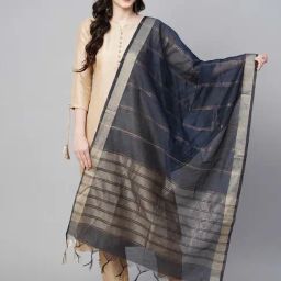 Indo Era Navy Embellished Dupatta-picture-16