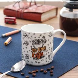 Clay Craft Think Food White Ceramic Coffee Mug (0.35 L) - Set of 1-image-87