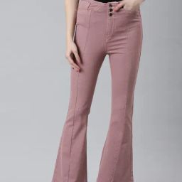 SHOWOFF Mauve Denim Flared Fit Mid Rise Bootcut Jeans-34