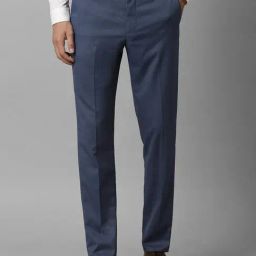 Louis Philippe Navy Blue Slim Fit Texture Trousers-image-87
