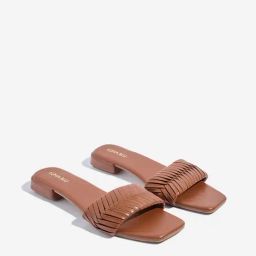 LUNA BLU by Westside Tan Woven-Textured Slides-16
