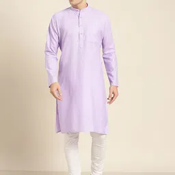 SOJANYA Men Lavender Solid Straight Kurta-picture-18