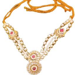 Women's Gold-Plated Matha Patti - Sheeshphool - Bridal Jewellery - Mathapatti With Borla - Rajasthani Style Jewellery (25 * 4 * 1.5 Cm) image 1