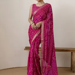 HERE&NOW Bandhani Printed Bandhani Saree-18