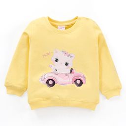 Babyhug 100% Cotton Full Sleeves Sweatshirt with Graphics and Frill Detailing - Yellow-picture-4