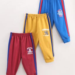 Zero Lounge Ankle Length Joggers Text Print Pack Of 3 - Multicolour-picture-17