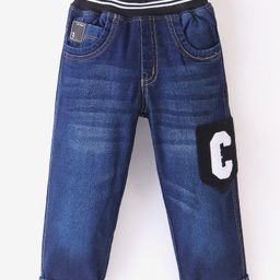 Little Kangaroos Full Length with C Patched Washed Denim Jeans - Dark Blue-image-28