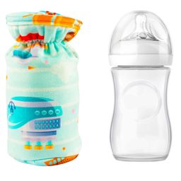Mittenbooty Baby Broad Neck Bottle Cover for  feeding Bottle upto 260ml and 330ml feediing bottle Ship print Green-13
