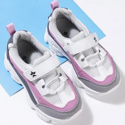 Cute Walk by Babyhug Velcro Closure Color Block Sneakers - White & Pink-image-84