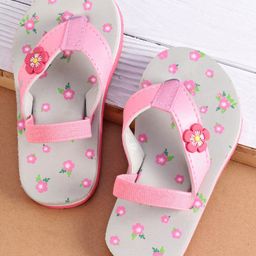 Cute Walk by Babyhug Flip Flops With Back Strap Closure Floral Print  - Pink-image-87
