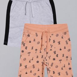3PIN Pack Of 2 Side Tape & Plants Fruits Printed Shorts - Multi Colour-image-43
