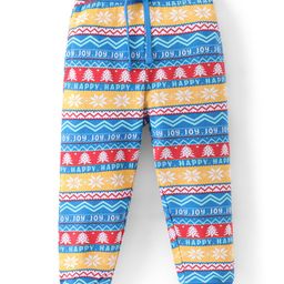 Babyhug Cotton Terry Full Length  Lounge Pant with Floral &  Text Print - Multicolor-image-54
