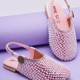 Mine Sole Pearl Detailed Half Cut Sandals - Pink-image-86