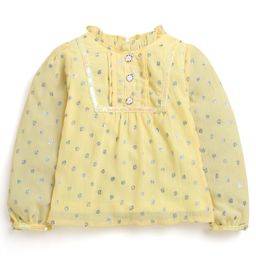 Tiny Girl Full Sleeves Lace Embellished & Abstract Foil Printed Top - Yellow-image-94