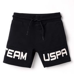 US Polo Assn Cotton Knit Knee Length Shorts Text Print - Black-picture-18