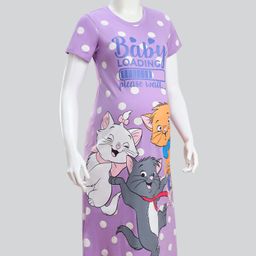 Bella Mama Disney Cotton Knit Half Sleeves Nighty With Aristocrats Marie Graphics - Lavender-picture-15
