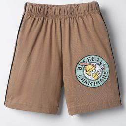 Taeko Single Jersey Knit Knee Length Shorts With Text Print - Light Brown-image-68